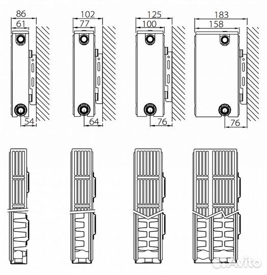 Стальной панельный радиатор отопления с боковым по