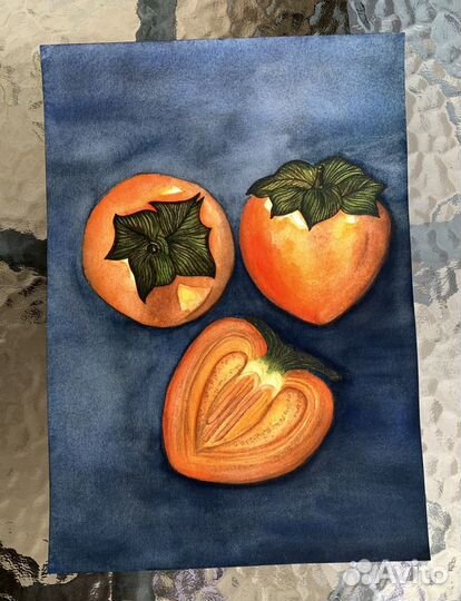 Картина акварель «Хурма», 21*29, А4