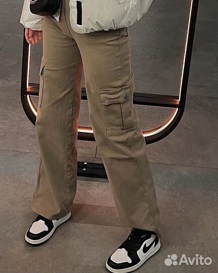 Джинсы брюки карго коричневые