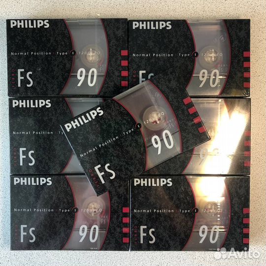 Семь новых аудиокассет philips FS 90 1990 год
