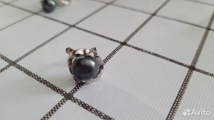 Комплект серебро серьги и кольцо