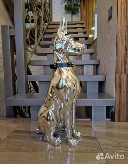 Статуя Доберман 75 см с гальваническим покрытием