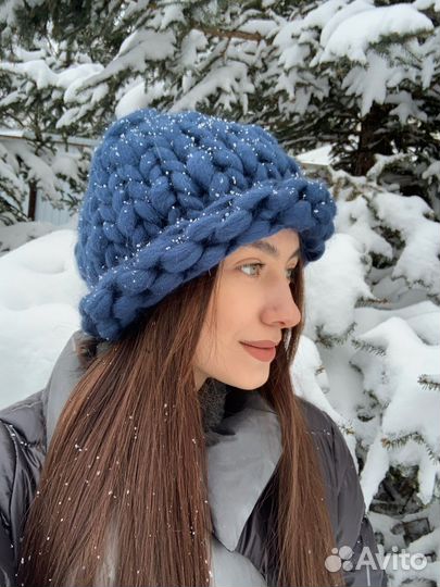 Шапка из толстой пряжи