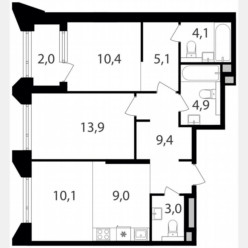 2-к. квартира, 71,9 м², 3/17 эт.