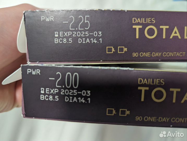 Линзы dailies total 1 -2, -2.25