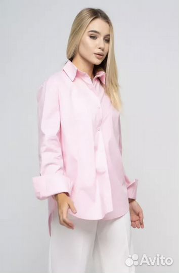 Рубашка розовая новая S М (42-44) оверсайз