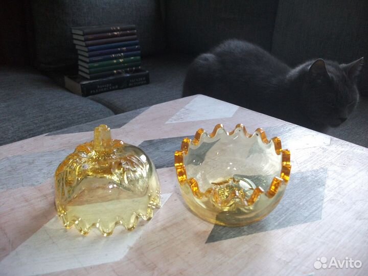 Шкатулка Яблоко стекло Гусь-Хрустальный 1980