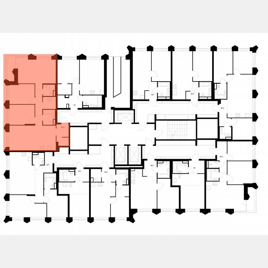 3-к. квартира, 82,2 м², 10/25 эт.