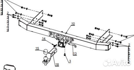 Фаркоп UAZ Pickup 2015- крюк под квадрат 50х50
