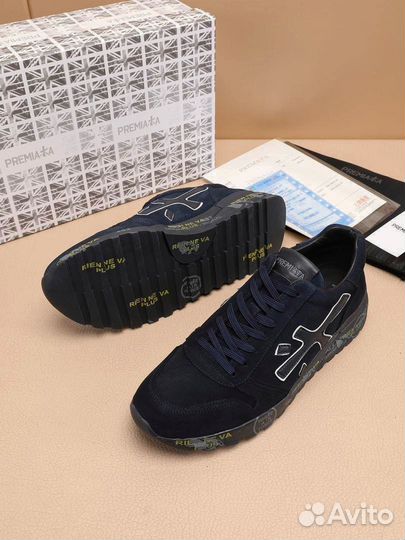 Кроссовки мужские Premiata замшевые синие