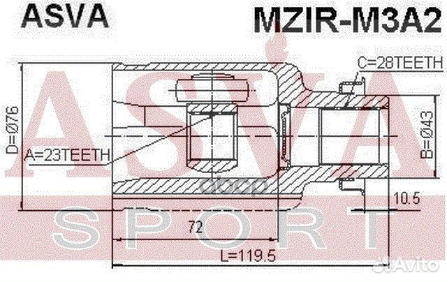 ШРУС внутренний правый 23x43x28 mzir-M3A2 asva