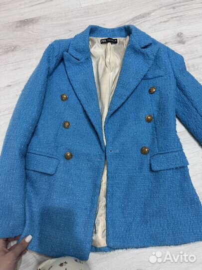Твидовый жакет zara пиджак
