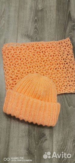 Комплект шапка,шарф и варежки женский