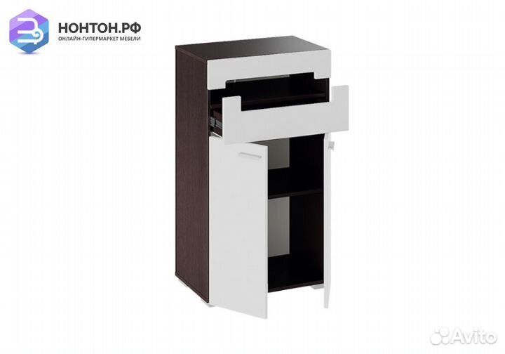 Тумба комбинированная Фьюжн венге линум / белый гл