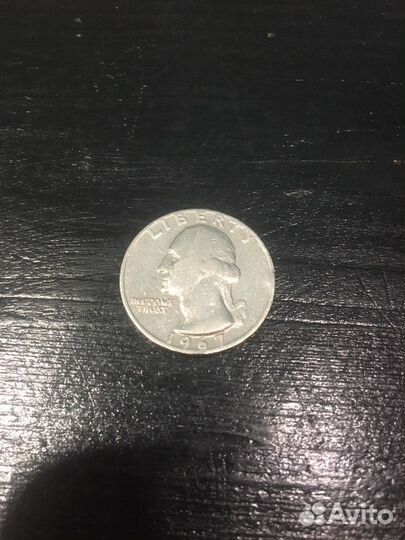 Монета перевертыш liberty quarter dollar 1967