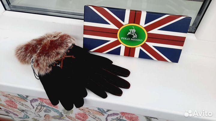 Новые Перчатки нат. замша коричневые