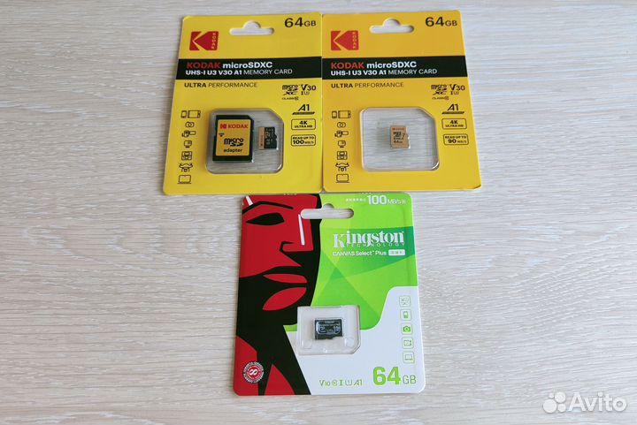Карта памяти MicroSD Kodak, Kingston 64gb U3/V30