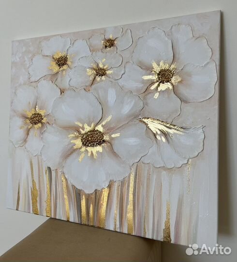 Большая картина с цветами, 60х70 см