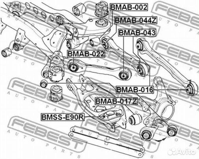 Febest bmss-E90R Опора амортизационной стойки нижняя зад прав/лев