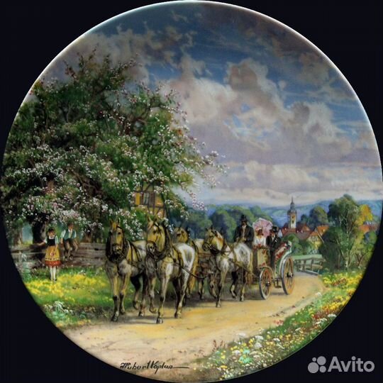 Винтаж полная серия декоративных тарелок Лошадь