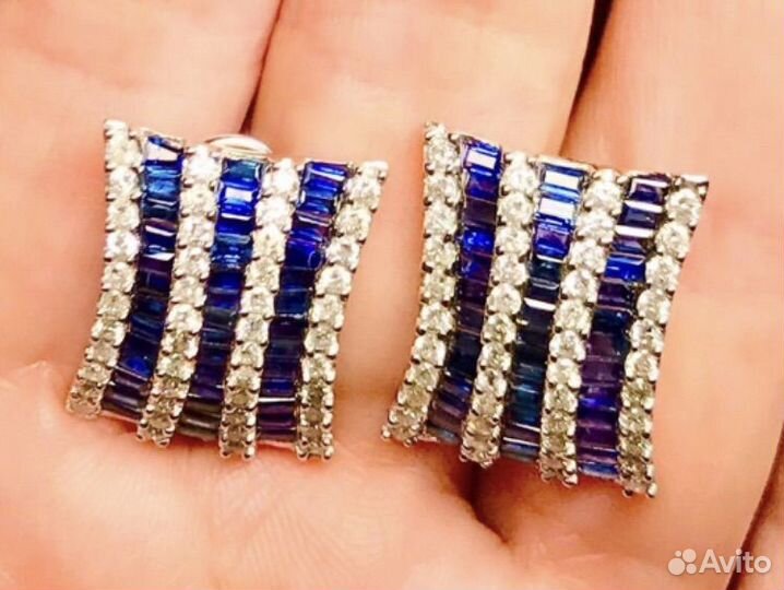 Серьги золотые с сапфирами и бриллиантами