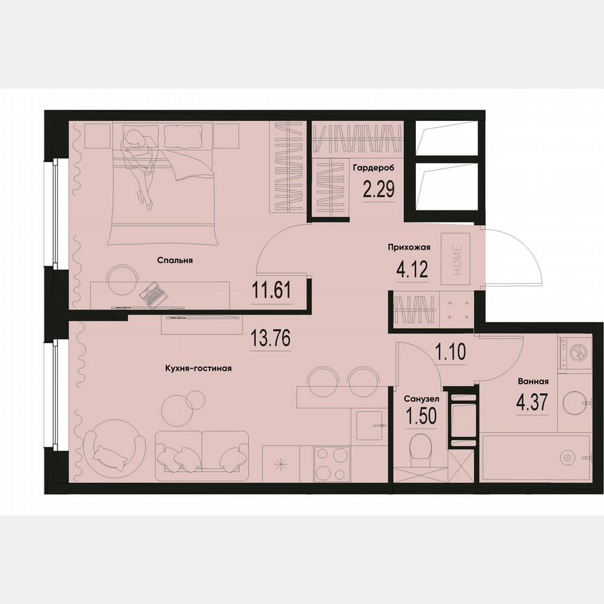 1-к. квартира, 38,8 м², 3/12 эт.