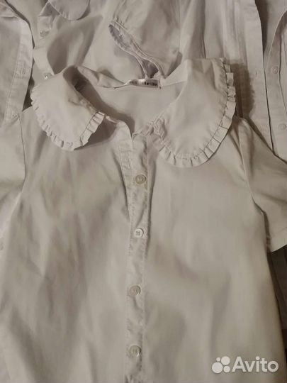 Блузки белые школьные 5шт. на рост 122 128