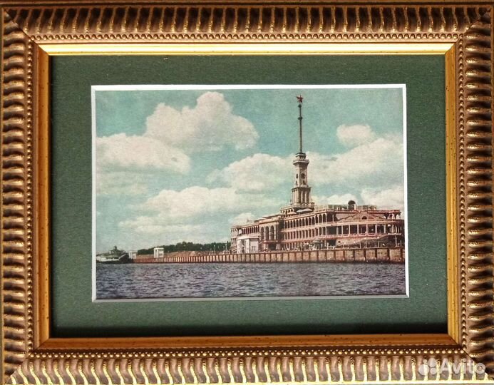 Открытка Речной вокзал в раме