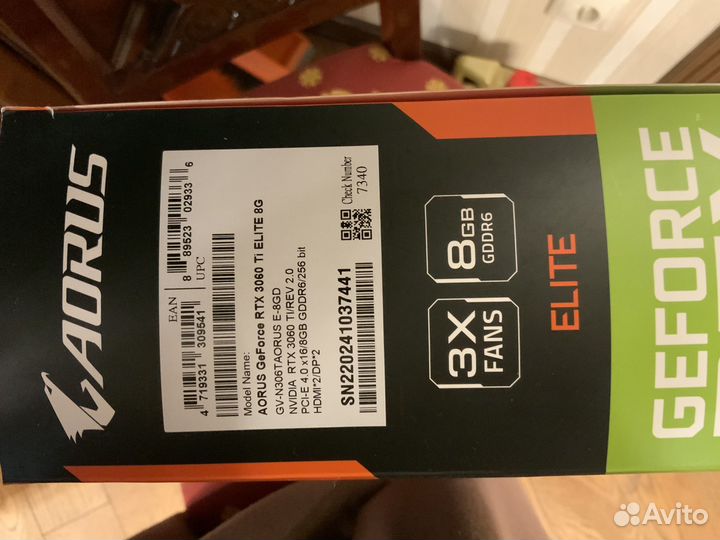 Видеокарта rtx 3060 ti 8gb aorus elite