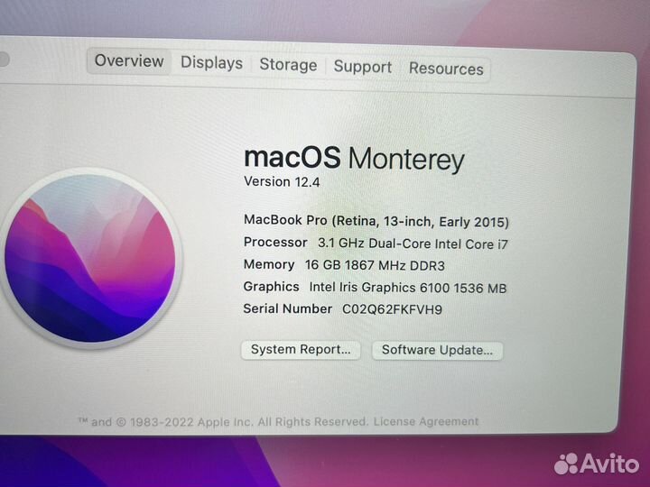 Macbook Pro 13 2015 i7 материнская плата