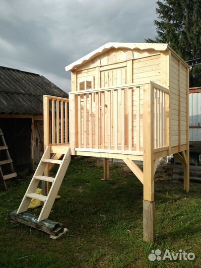 Детский игровой домик уличный деревянный