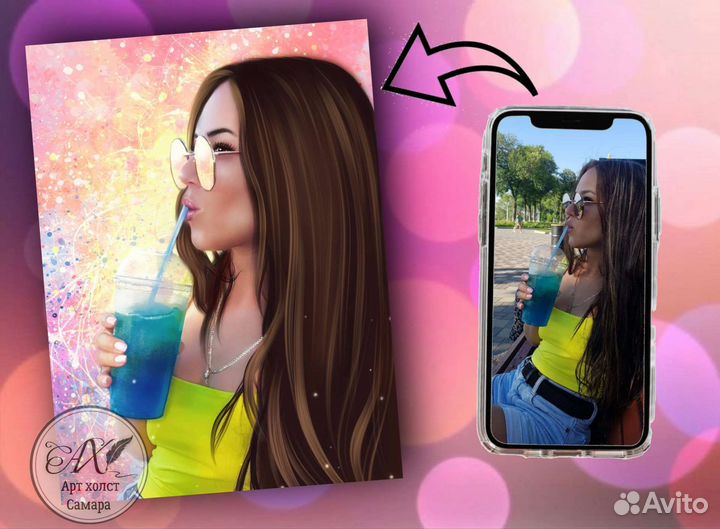 Портрет по фото на холсте