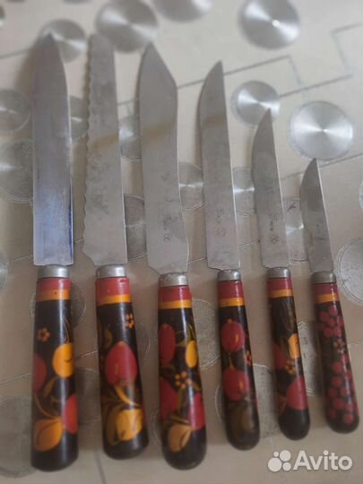 Набор кухонных ножей СССР. Хохлома