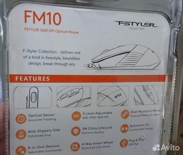 Мышь A4tech Fstyler FM10, оптическая, проводная