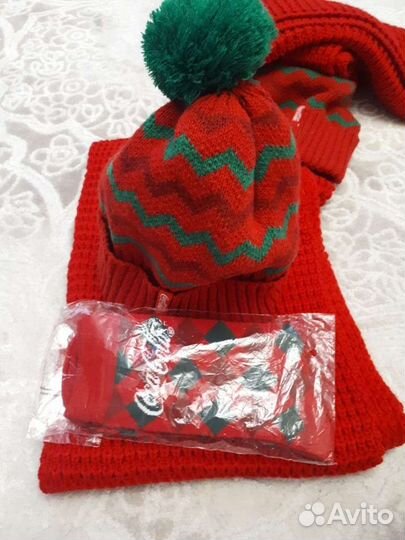 Комплект шапка и шарф coca-cola