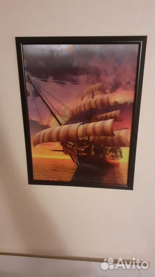 Голографическая картина 3D эффект парусник