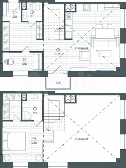 1-к. апартаменты, 77,8 м², 7/8 эт.