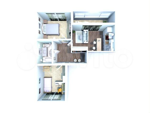 2-к. квартира, 58,8 м², 1/10 эт.