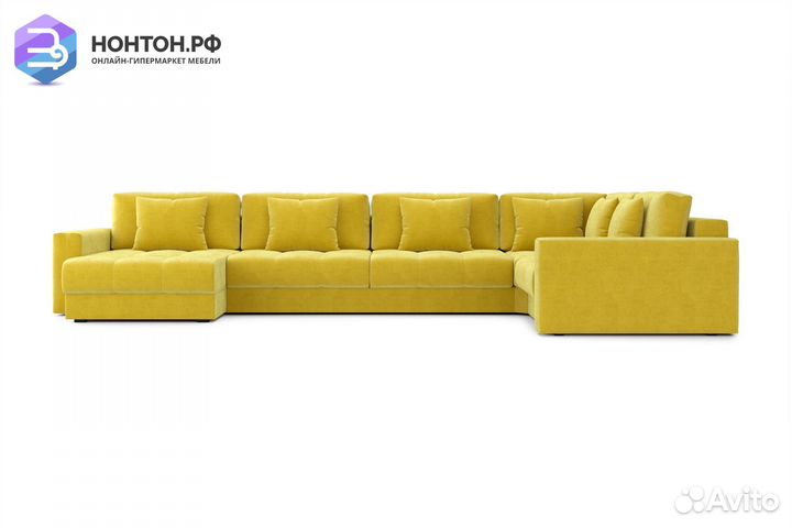 Диван п-образный тик-так Монарх горчичный