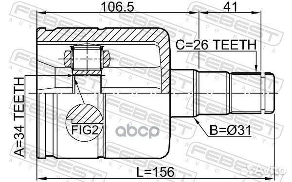 Шрус внутренний левый 34x31x26 2311tatlh Febest