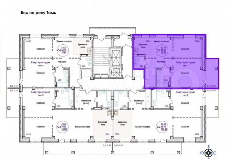 2-к. квартира, 77,8 м², 9/19 эт.