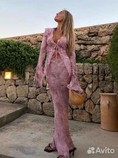 Комплект туника на пляж, вечернее платье