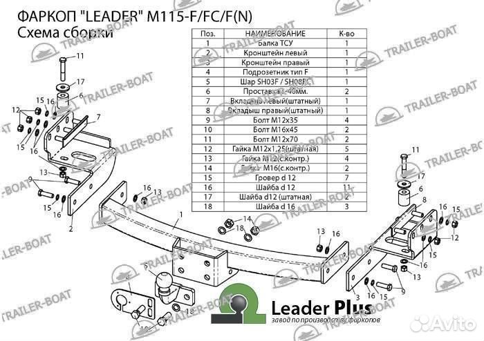 Фаркоп Mitsubishi Pajero Sport 3 2016-XX, рама и крюк шар 50 мм, 24737