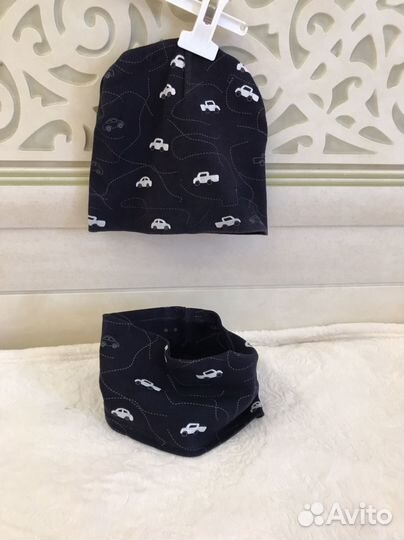 Шапка и снуд для мальчика размер 2-8 лет