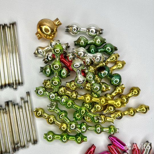 Гирлянда елочная СССР стекло бусы