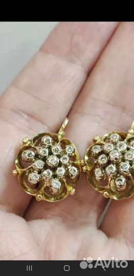 Золотые серьги 750пр. С бриллиантами. 8гр