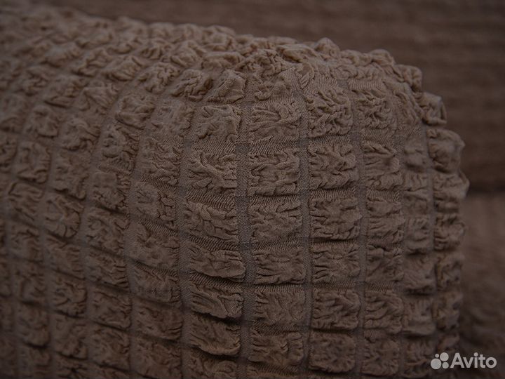 Чехол на диван угловой с выступом слева Коричневый