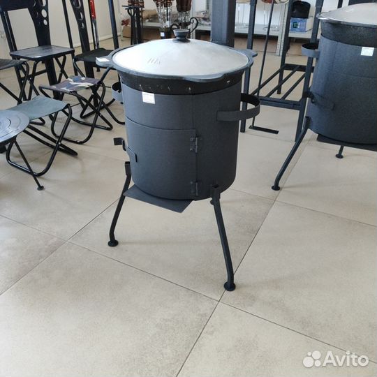 Казан чугунный узбекский и Печ с съёмными нож.12 л