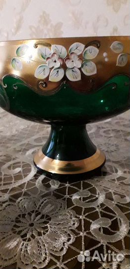 Ваза для фруктов богемия чешская