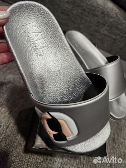 Шлепанцы Karl Lagerfeld 37 серебро, оригинал